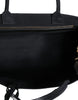 Versace Black Top Handle Canvas Leather Logo Crossbody Tote Bag