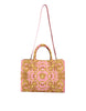 Versace Pink Printed Large Fabric Leather Shopping Tote Bag