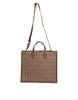 Versace Brown Top Handle Jacquard Leather Logo Crossbody Tote Bag