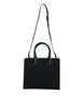 Versace Black Top Handle Canvas Leather Logo Crossbody Tote Bag