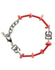 Dolce & Gabbana Silver Tone Brass Beaded Resin DG Logo Chain Bracelet