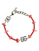 Dolce & Gabbana Silver Tone Brass Beaded Resin DG Logo Chain Bracelet