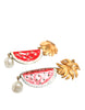 Dolce & Gabbana Red Watermelon Gold Brass Crystal Clip Dangling Earrings
