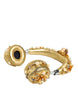 Dolce & Gabbana Gold Leather Floral Crystal Angel Headset Headphones