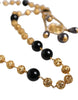 Dolce & Gabbana Gold Chain Brass Black Beaded Rosary Style Necklace