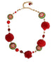 Dolce & Gabbana Gold Brass Red Fur Crystal Waist Torero Belt