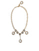 Dolce & Gabbana Gold Chain Brass Crystal Clock Statement Necklace