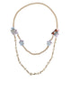 Dolce & Gabbana Gold Chain Brass Floral Layered Crystal Pearl Necklace