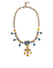 Dolce & Gabbana Gold Brass Chain Floral Crystal Cross Pendant Necklace