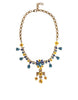 Dolce & Gabbana Gold Brass Chain Floral Crystal Cross Pendant Necklace