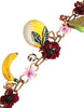 Dolce & Gabbana Gold Brass FRUIT Pendants Flowers Crystal Logo Necklace