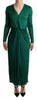 Dolce & Gabbana Dark Green Viscose Long Sleeve Midi Dress