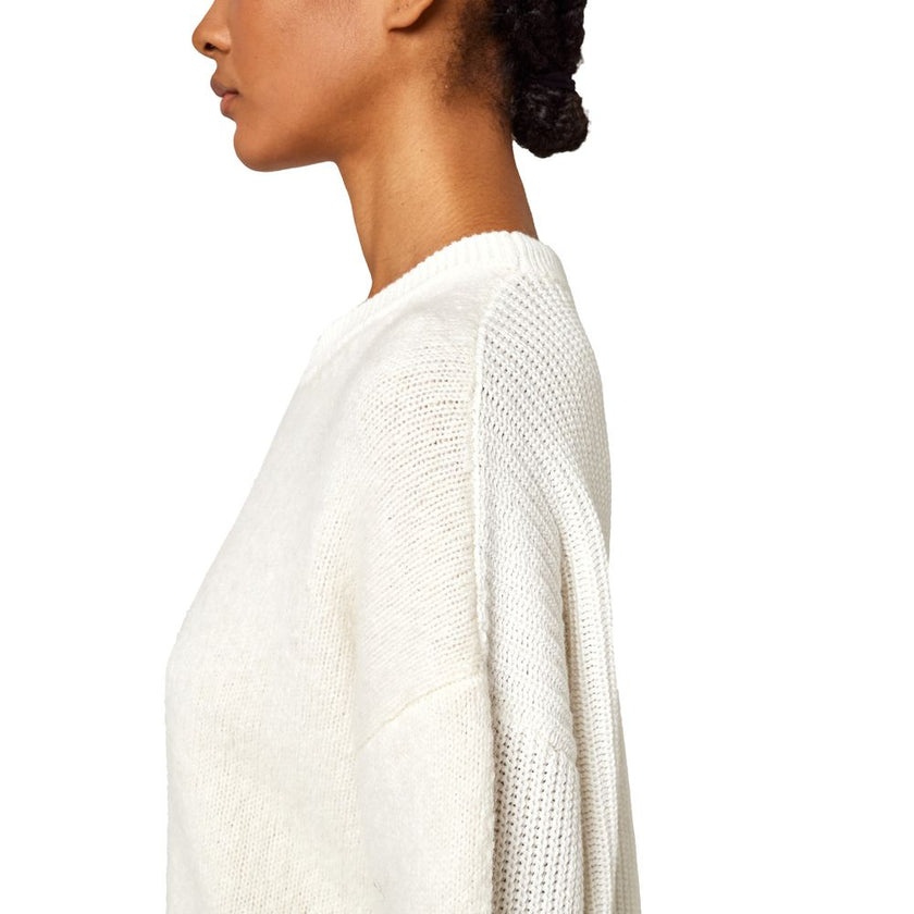 Alpha Studio White Recycled Wool Women Sweater