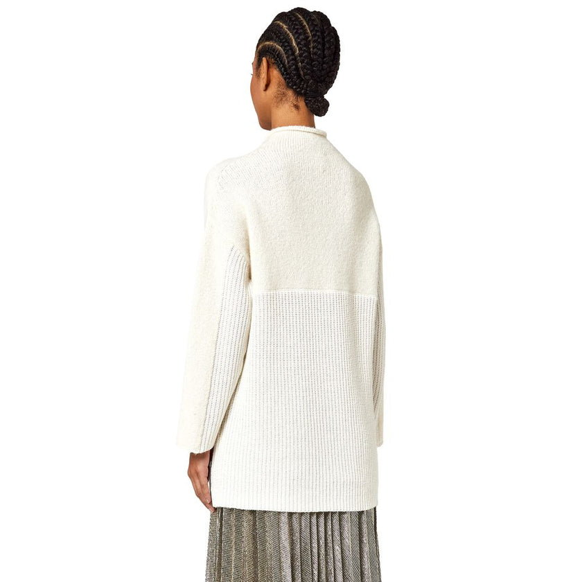 Alpha Studio White Recycled Wool Women Sweater
