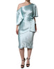 Dolce & Gabbana Mint Green Silk Fit Cut One Shoulder Dress