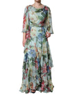 Dolce & Gabbana Multicolor Floral Silk Long Gown Dress