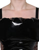 Dolce & Gabbana Black Polyester Ruched Coated Mini Dress