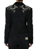 Dolce & Gabbana Black Jacquard Crystal Floral Jacket Blazer