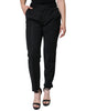 Dolce & Gabbana Black Polyester High Waist Tapered Pants