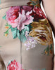 Dolce & Gabbana Beige Floral Jacquard High Waist Tapered Pants