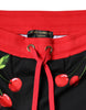 Dolce & Gabbana Black Red Cherry Mid Waist Jogger Pants