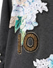 Dolce & Gabbana Gray Hydrangea CollegeStudded Floral Sweater