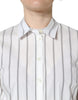 Dolce & Gabbana White Striped Collared Short Sleeve Polo Top