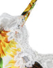 Dolce & Gabbana White Silk Sunflower Lace Sleeveless Tank Top