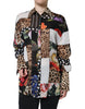 Dolce & Gabbana Multicolor Patchwork Silk Collared Blouse Top