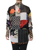 Dolce & Gabbana Multicolor Patchwork Silk Collared Blouse Top
