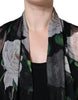 Dolce & Gabbana Black Floral Print Silk Cardigan Blouse Top