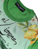 Dolce & Gabbana Green Silk Granita Al Limone Long Sleeves Sweater