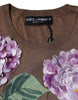 Dolce & Gabbana Brown Floral Applique Viscose Short Sleeve Top