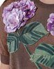 Dolce & Gabbana Brown Floral Applique Viscose Short Sleeve Top