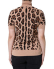 Dolce & Gabbana Beige Leopard Print Wool Turtleneck Top