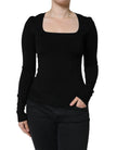 Dolce & Gabbana Black Long Sleeves Blouse Square Neck Top