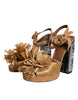 Dolce & Gabbana Brown Raffia Ankle Strap Crystal Sandals Shoes