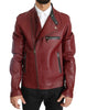 Dolce & Gabbana Radiant Red Leather Biker Motorcycle Jacket