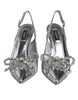 Dolce & Gabbana Silver Mesh Crystal Embellished Slingback Shoes