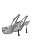 Dolce & Gabbana Silver Mesh Crystal Embellished Slingback Shoes