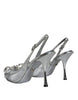 Dolce & Gabbana Silver Mesh Crystal Embellished Slingback Shoes