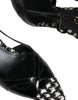 Dolce & Gabbana Black Leather Houndstooth Slingback Shoes