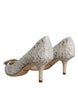 Dolce & Gabbana White Taormina Lace Crystal Heel Pumps Shoes