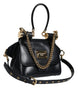 Dolce & Gabbana Black Calfskin Leather SICILY Chain Strap Crossbody Bag