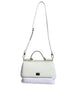Dolce & Gabbana White Rafia Leather Top Handle Crossbody Bag