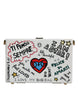 Dolce & Gabbana White Graffiti Print Clutch Crossbody Bag