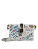 Dolce & Gabbana White Graffiti Print Clutch Crossbody Bag