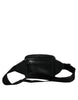 Dolce & Gabbana Black Leather LED Logo Belt Waist Fanny Pack Bag