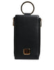 Dolce & Gabbana Black Leather Logo Plaque Neck Strap Card Coin Wallet