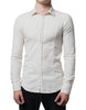 AGLINI Off White Cotton Collared Men Formal Dress Shirt